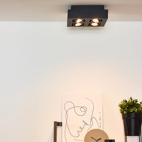 Lucide XIRAX - Deckenstrahler - LED Dim to warm - GU10 - 4x5W 2200K/3000K - Schwarz - Atmosphäre 1